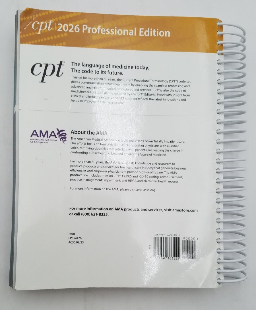 CPT 2026 Professioal Ed. Official CPT Codebook w/Rules&guidelines-9781640163225