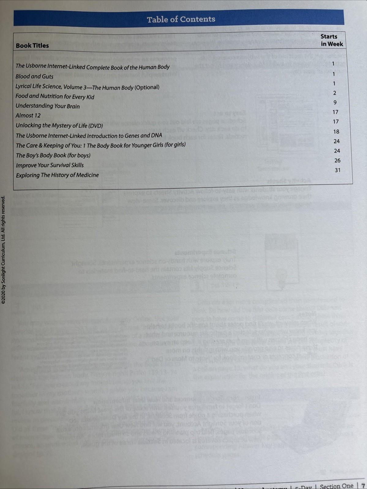 Sonlight Science F Health, Medicine, & Human Anatomy Instructor’s Guide