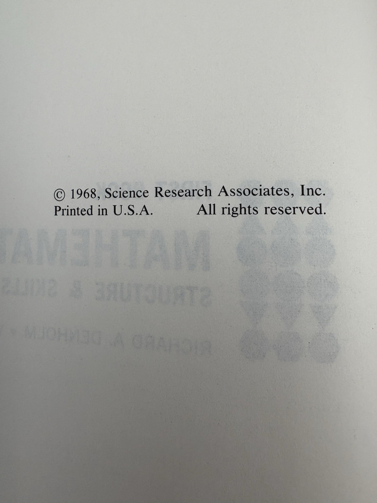 Mathematics Structure & Skills First Book Textbook (2968) Denholm & Blank VTG