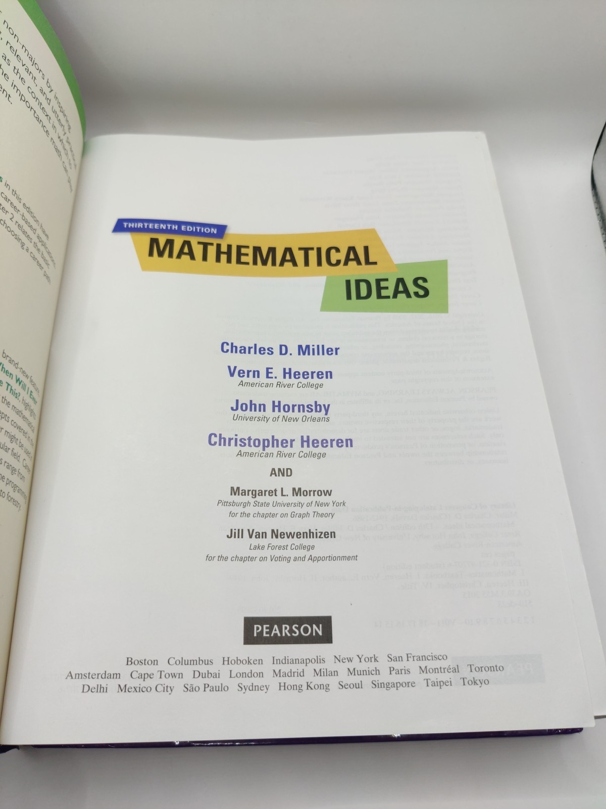 Mathematical Ideas by Miller, Heeren, Hornsby 13th Edition Hardcover Pearson