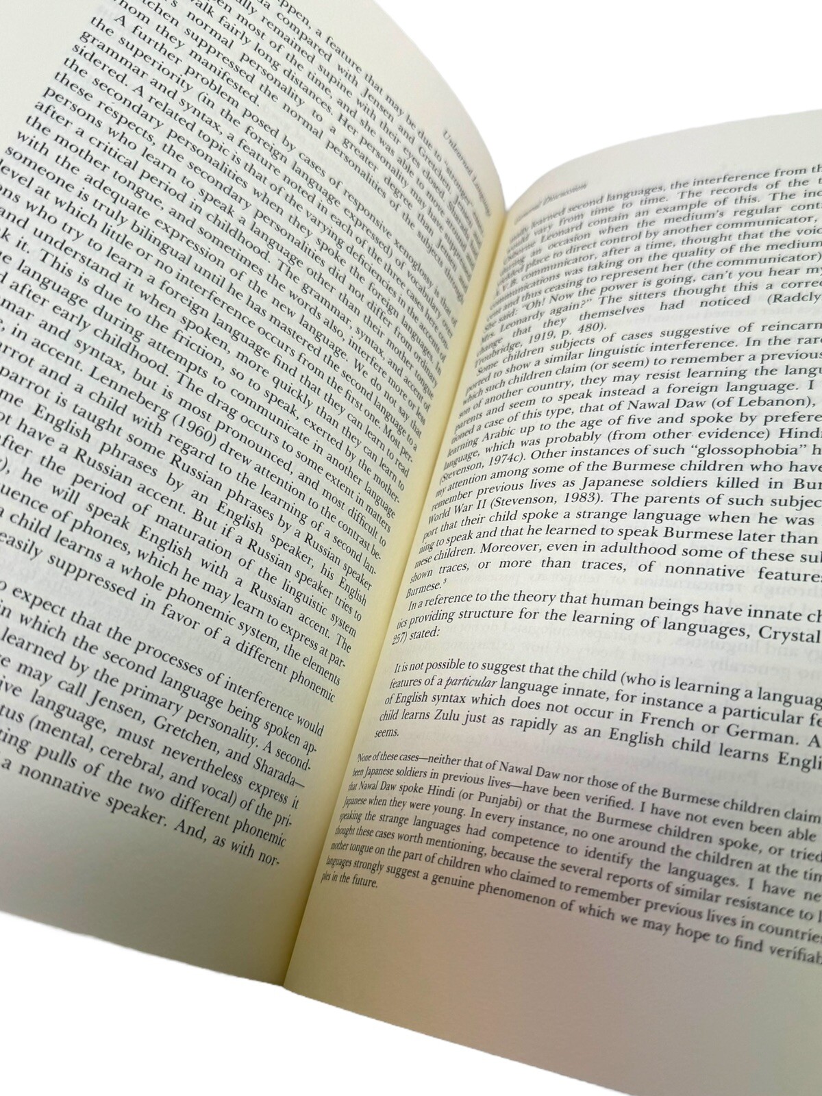 1985 Unlearned Language New Studies in Xenoglossy Hardcover Ian Stevenson M.D.