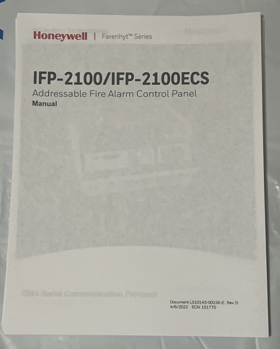 HONEYWELL FARENHYT IFP-2100 & IFP-2100ECS MANUAL DOC LS101143-001SK-E REV D