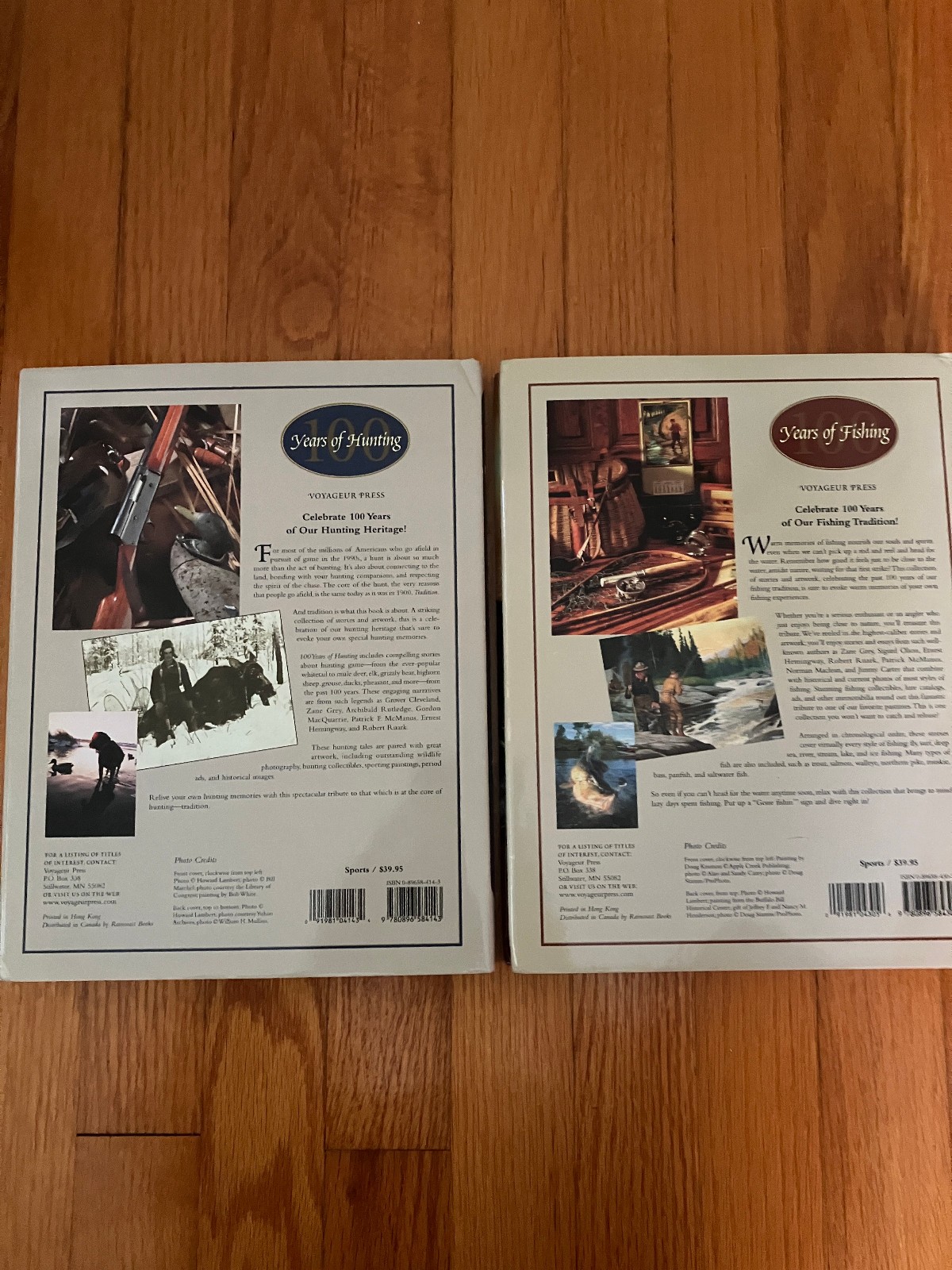 100 Years of Hunting & Fishing two book bundle hardcover used Voyageur Press