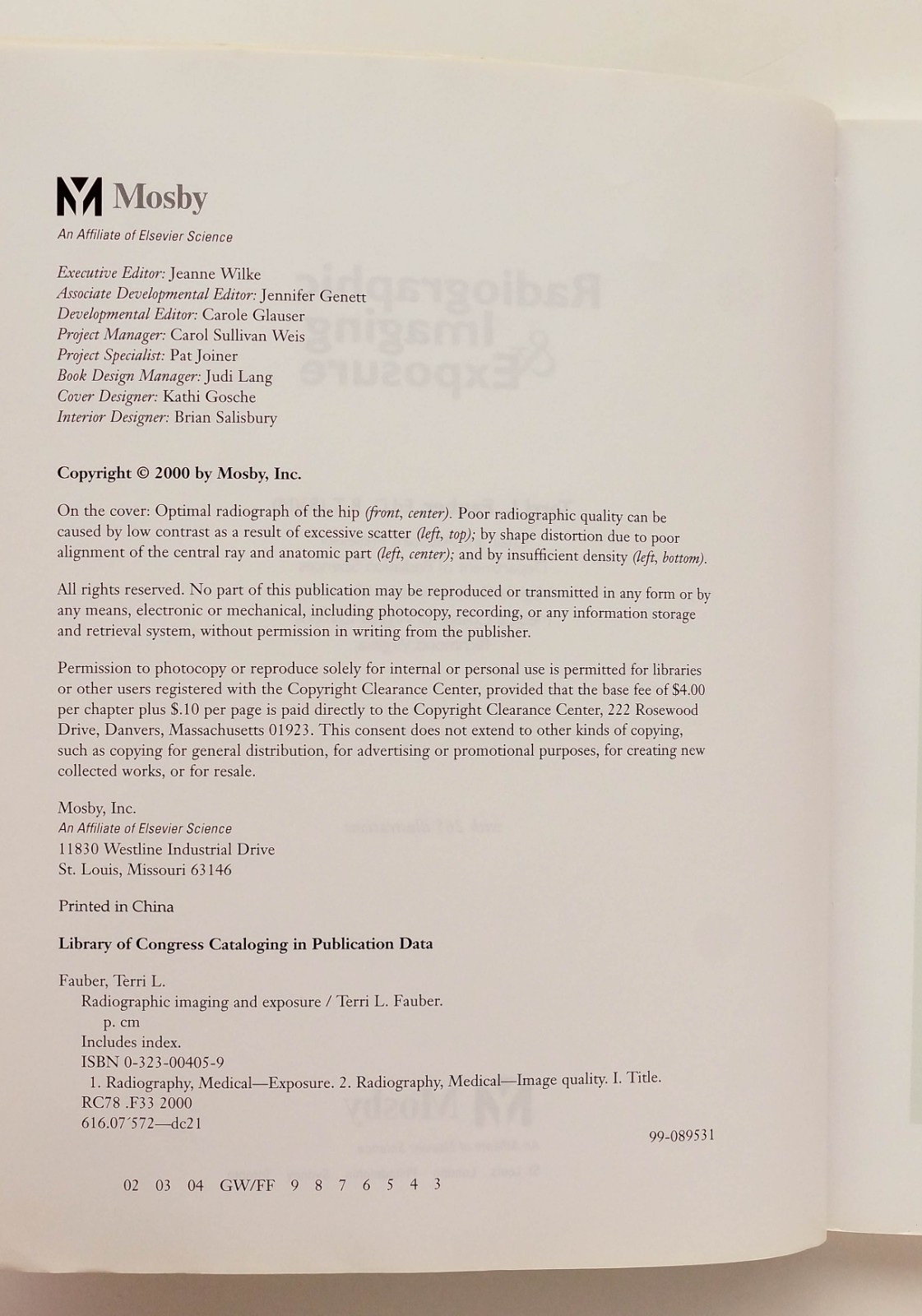 Radiographic Imaging and Exposure 2000 Paperback by Terri L. Fauber Mosby Inc.