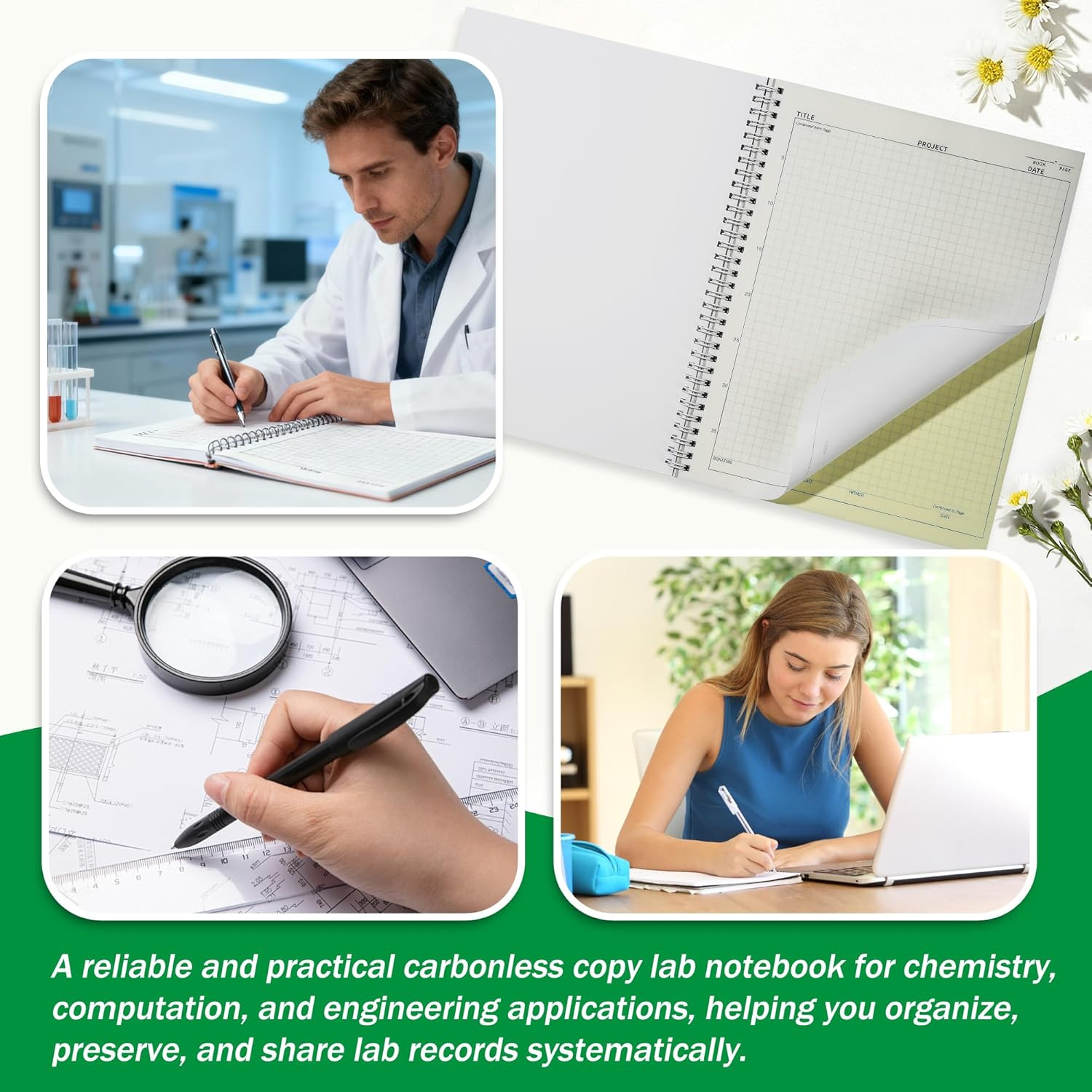 Carbonless Lab Notebook – 50 Carbonless Sets(8.5» X 11»), Carbon Copy Science