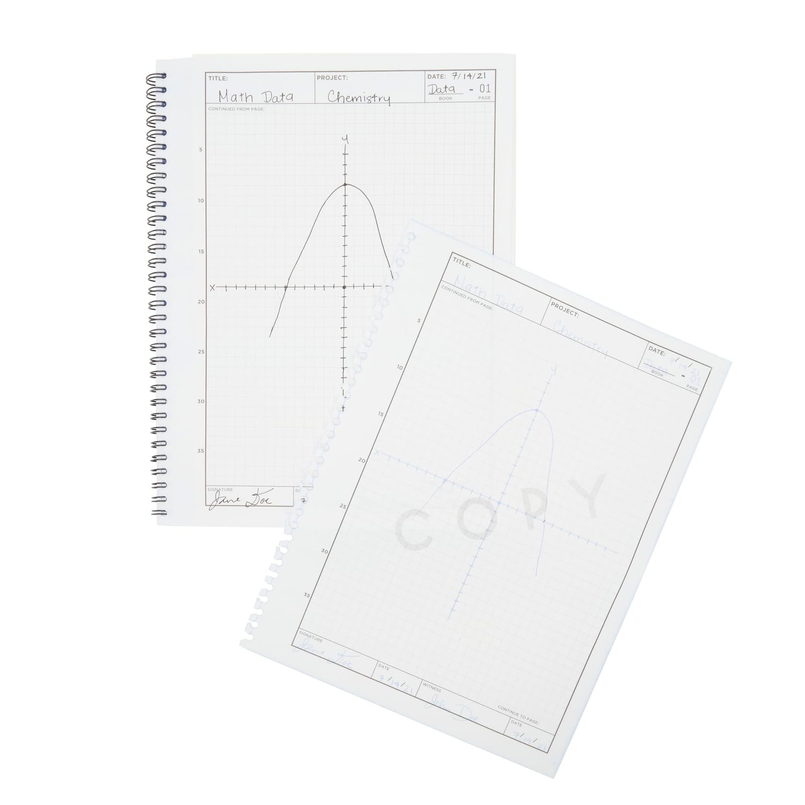 Carbonless Laboratory Notebook 100 Sheets Engineering Paper 8.5×11 2 Pack