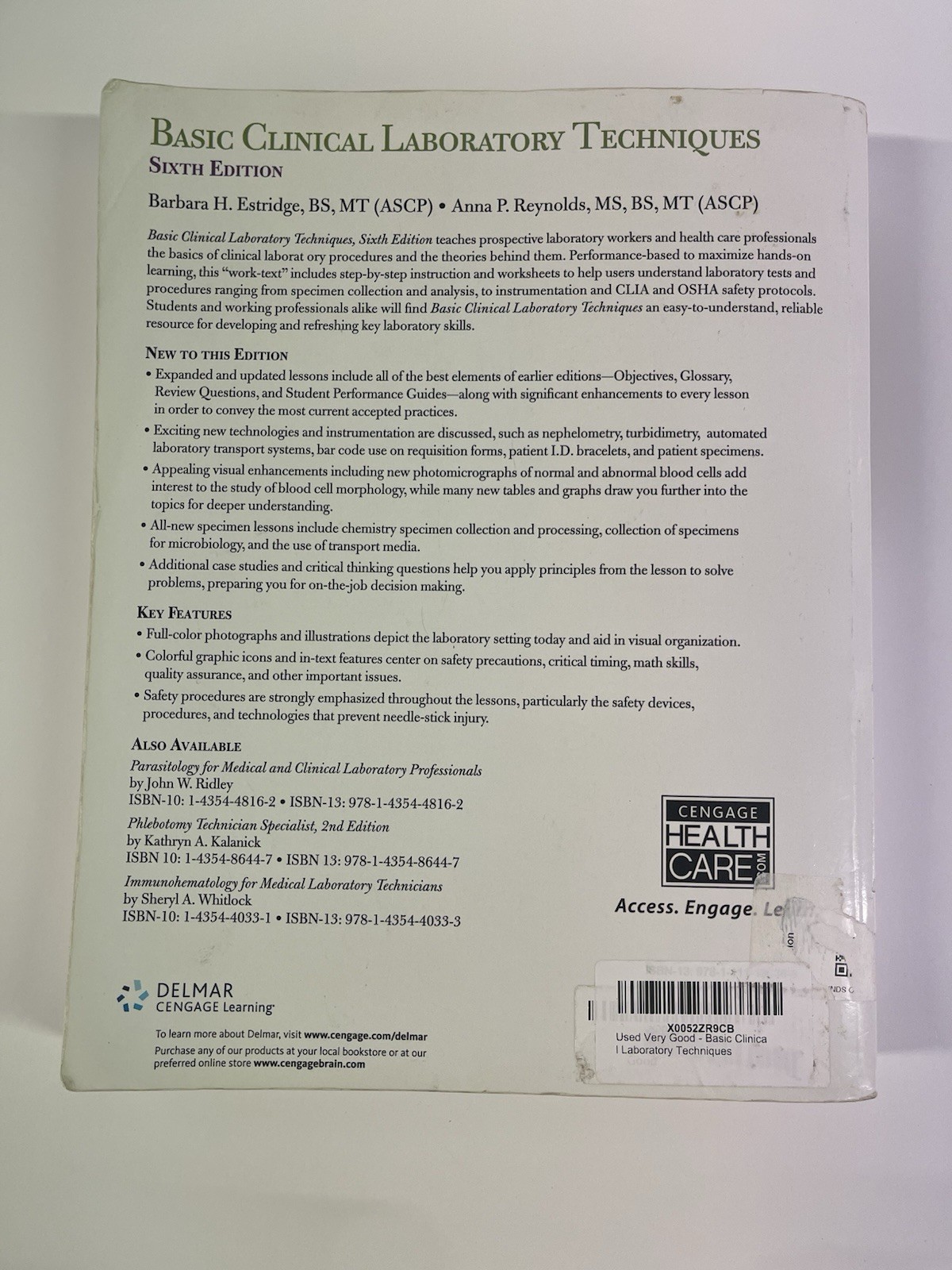 Basic Clinical Laboratory Techniques 2012 Sixth Edition Paperback Estridge