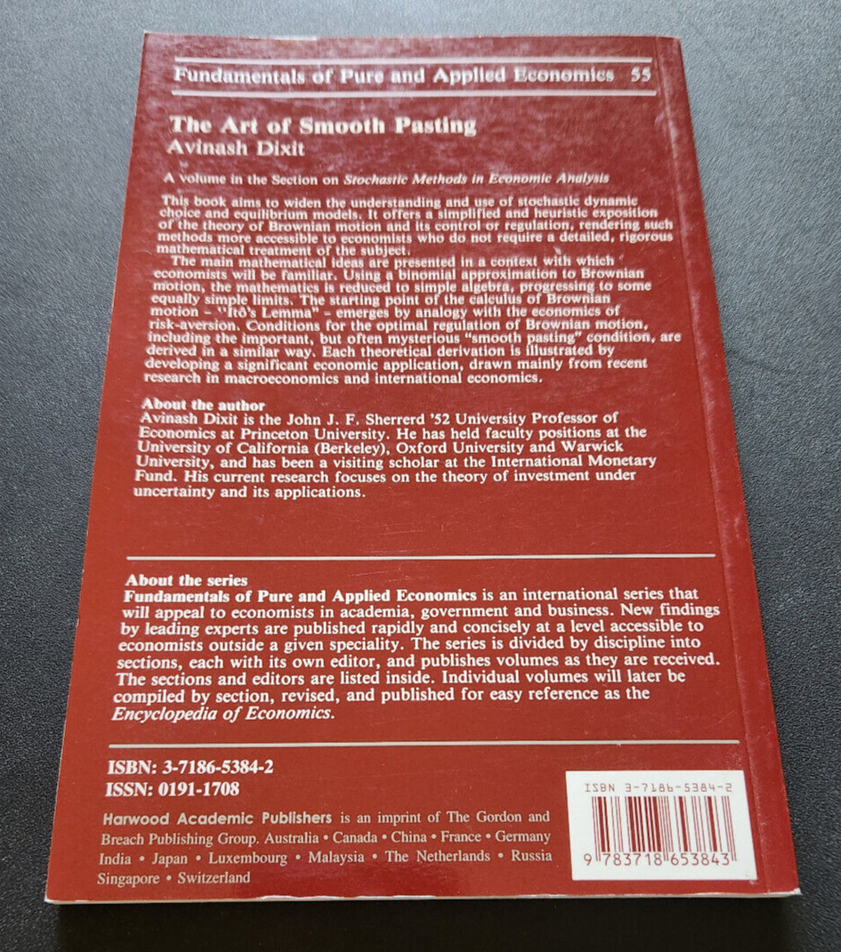 The Art of Smooth Pasting by A. Dixit (1993, Uk-B Format Paperback)