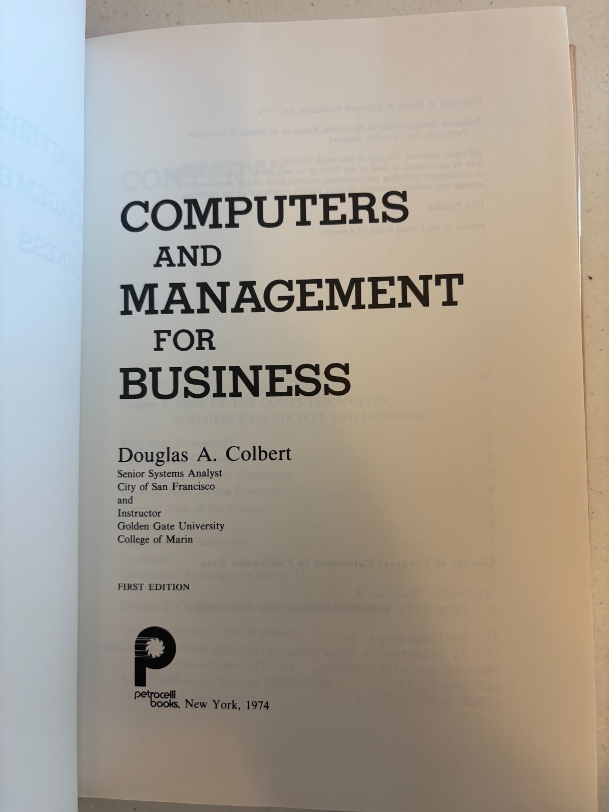 Computers & Management for Business Douglas A. Colbert Textbook Petrocelli Books