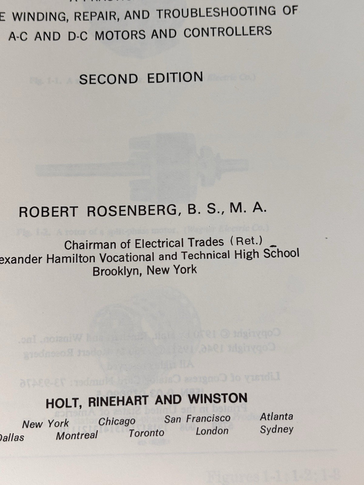 Electric Motor Repair Robert Rosenberg Second Edition Spiral Bound Book 1970 RED