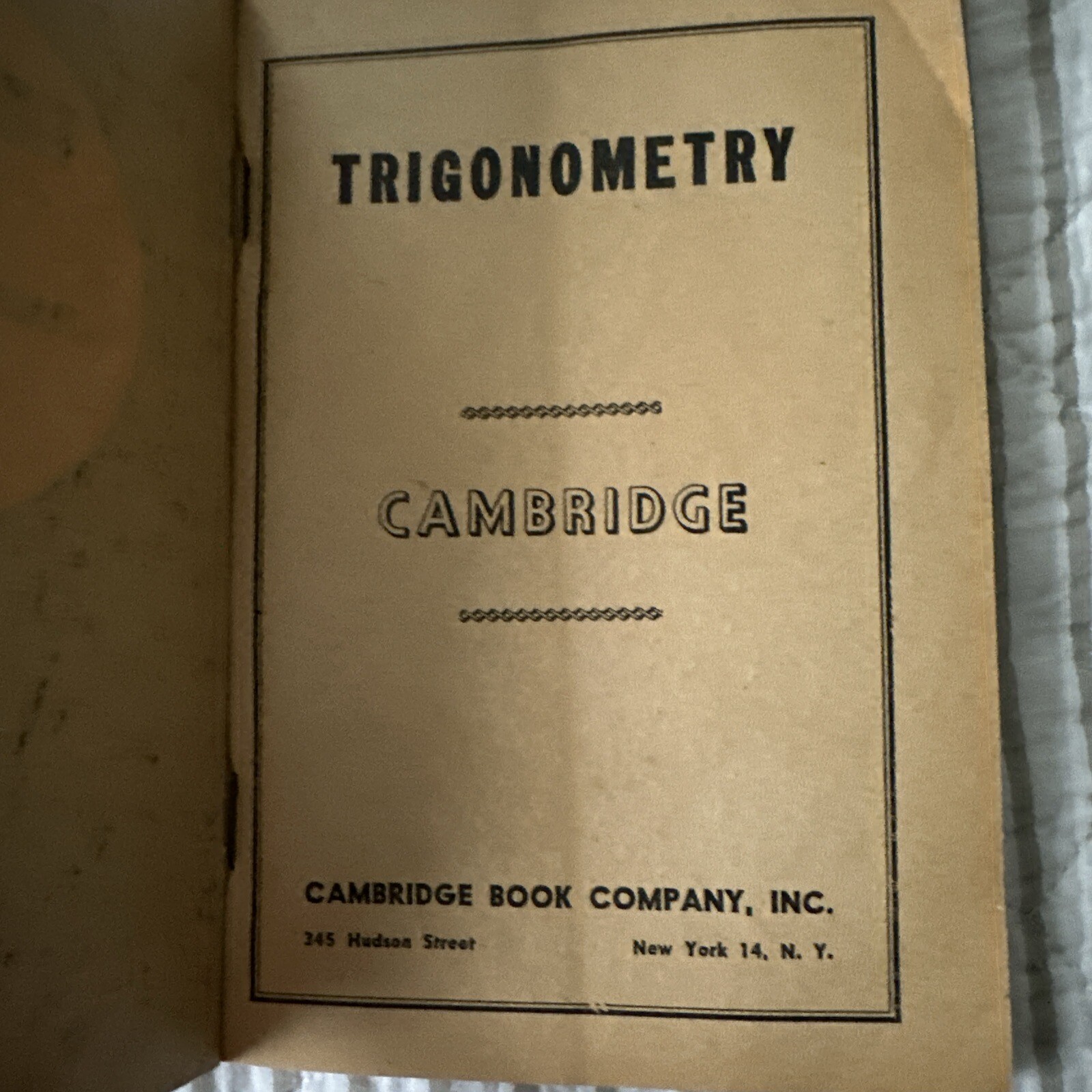 trigonometry (plane and spherical) Cambridge book co 1946 128 Pages Vintage