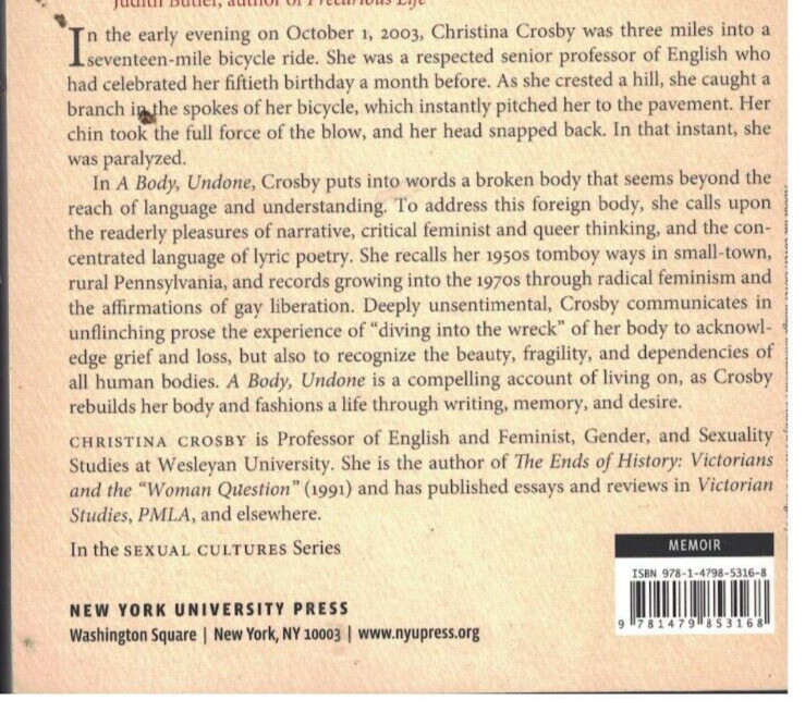 Sexual Cultures Ser.: A Body, Undone by Cristina Crosby, paperback