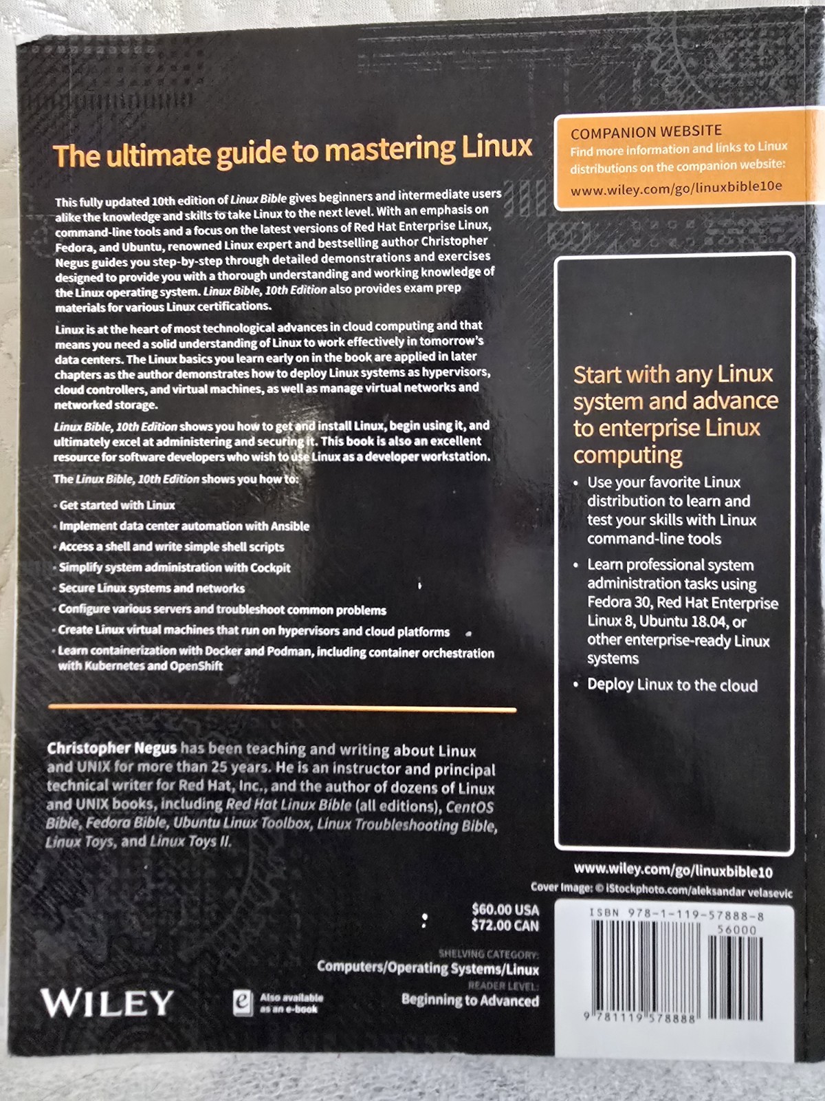 Linux Bible by Christopher Negus (10th Edition, Paperback)