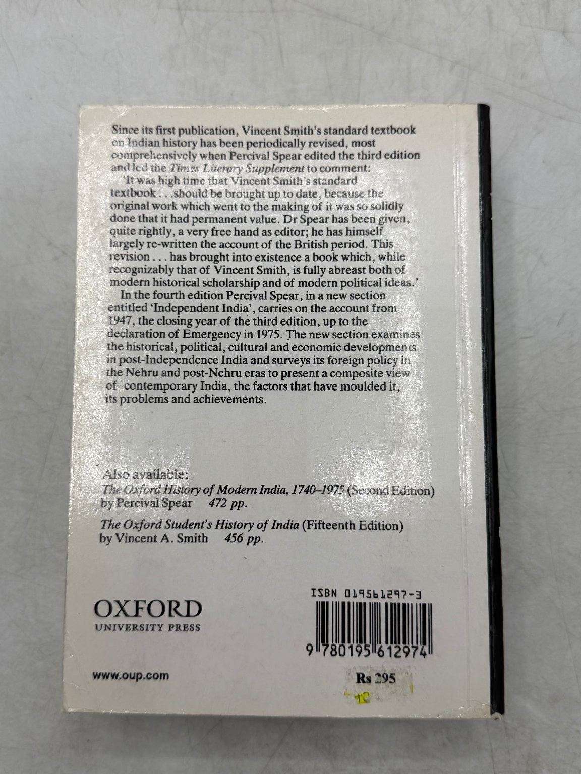 Oxford History of India Vincent Smith Percival Spear 1981 Fourth Edition