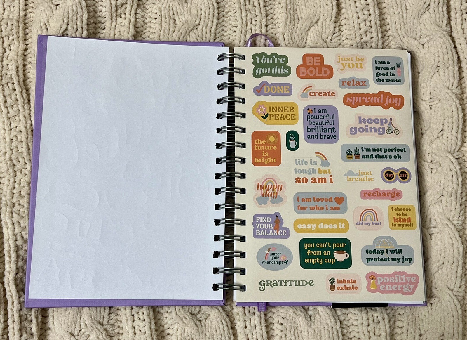 Mindfulness Journal Purple – Hardcover, Spiral Bound, 2 Sticker Sheets, 272 Page