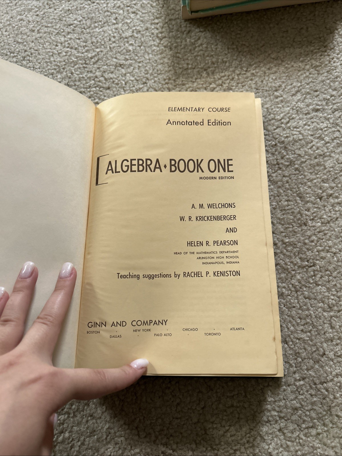 Book 1 Algebra Modern Edition Annotated Edition Welchons/Krickenberger/Pearson
