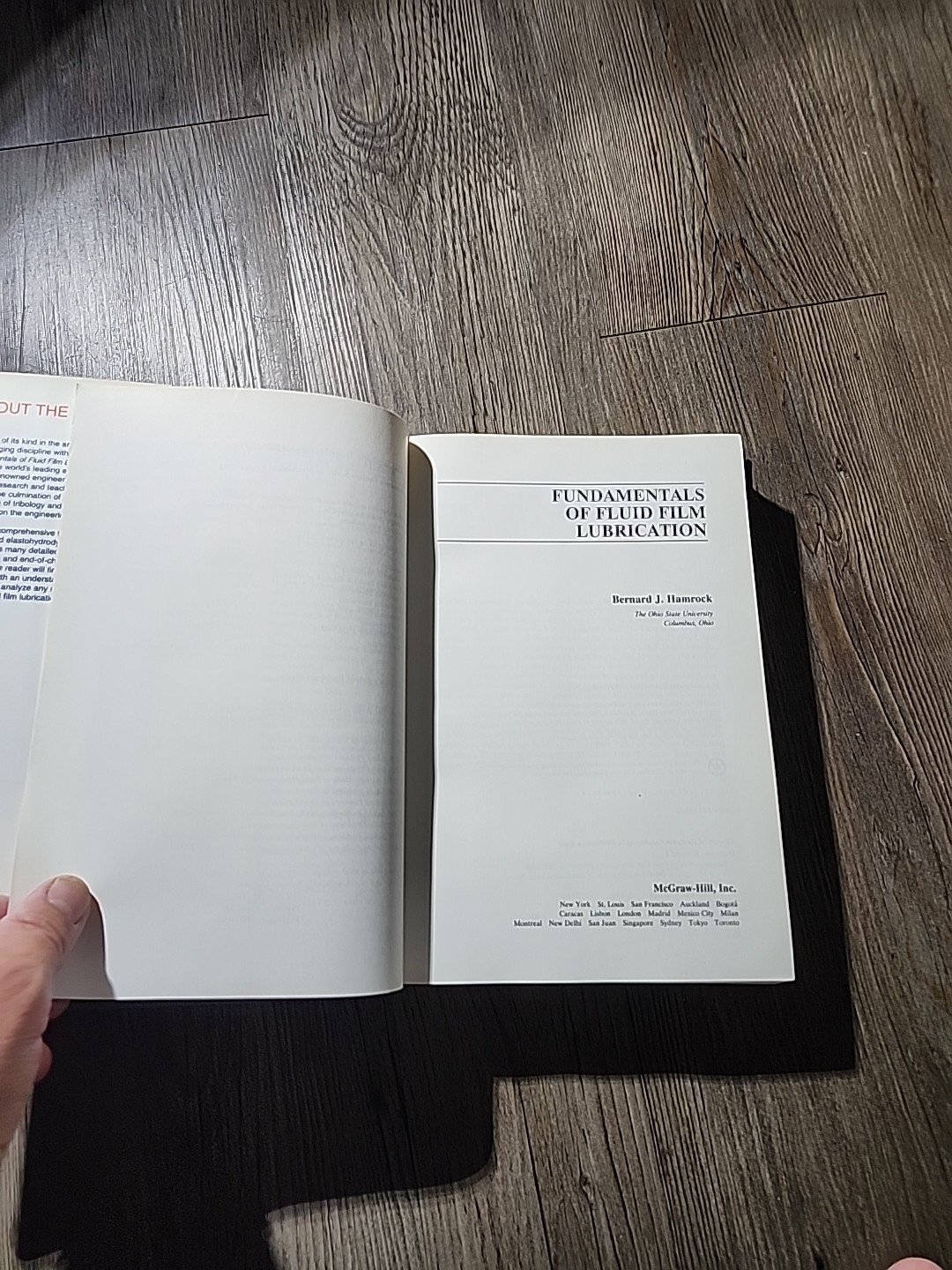 FUNDAMENTALS OF FLUID FILM LUBRICATION (MCGRAW-HILL By Bernard J. Hamrock *VG+*