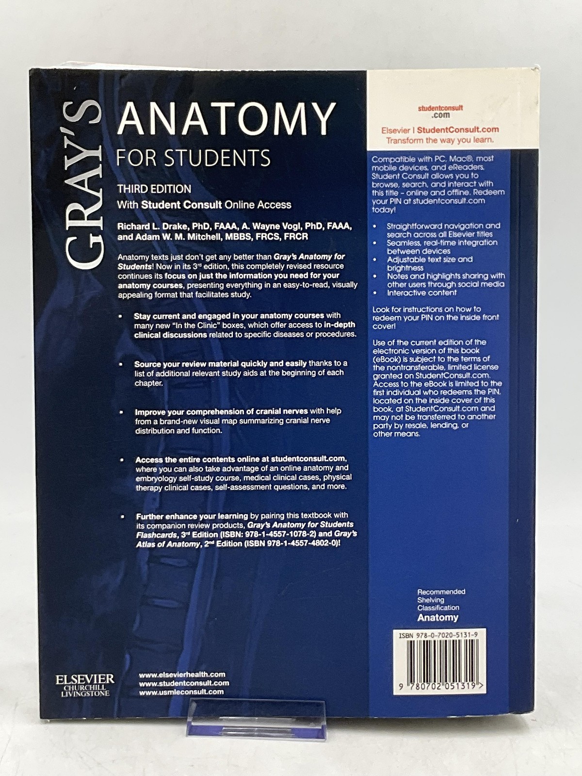 Gray’s Anatomy For Students 3rd Ed Drake Vogl Mitchell Elsevier ACCESS CODE
