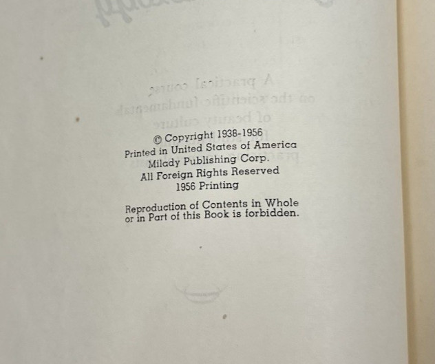 VTG 1956 Louisiana Standard Textbook Of Cosmetology, School of Beauty Culture
