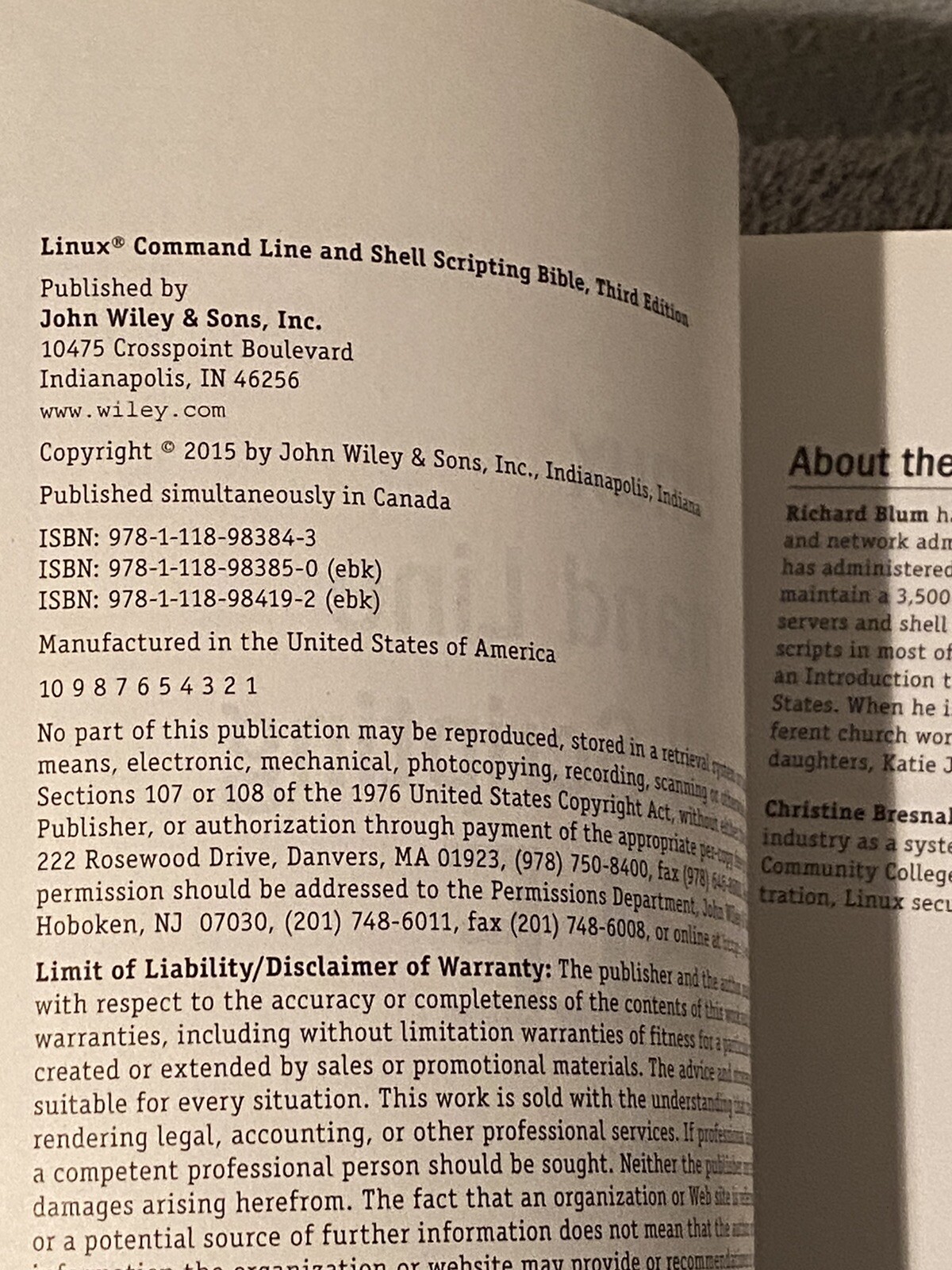 Linux Command Line and Shell Scripting Bible by Richard Blum 3rd Ed. 2015 In EUC