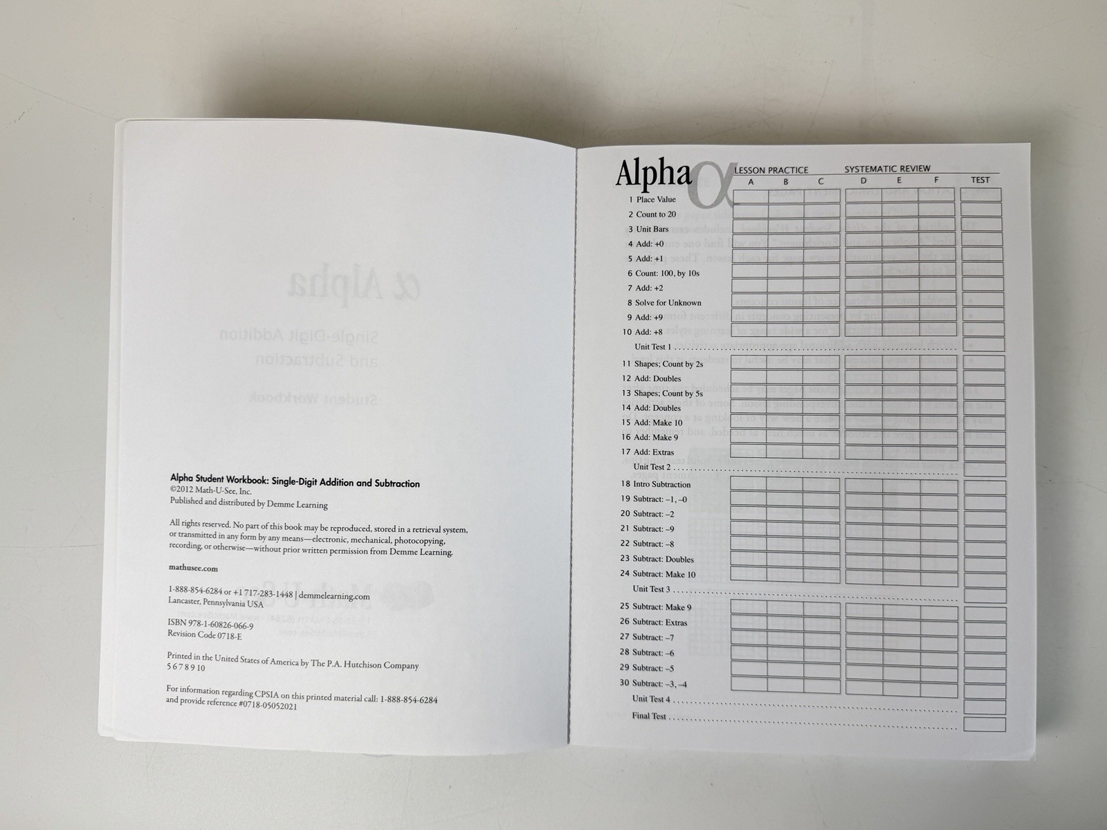 Math-U-See Alpha Single-Digit Addition & Subtraction Student Book + Manual + DVD