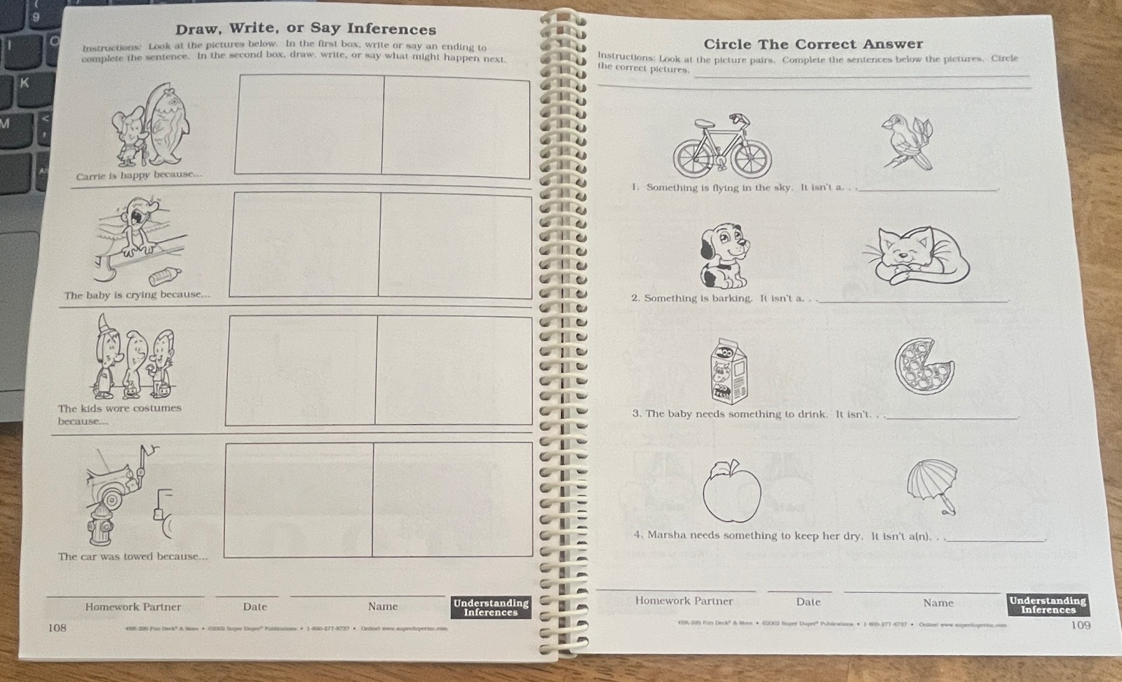 Vintage 2002 Supe Duper Educational Spiral Book Therapy Material 17 Fun Sheets