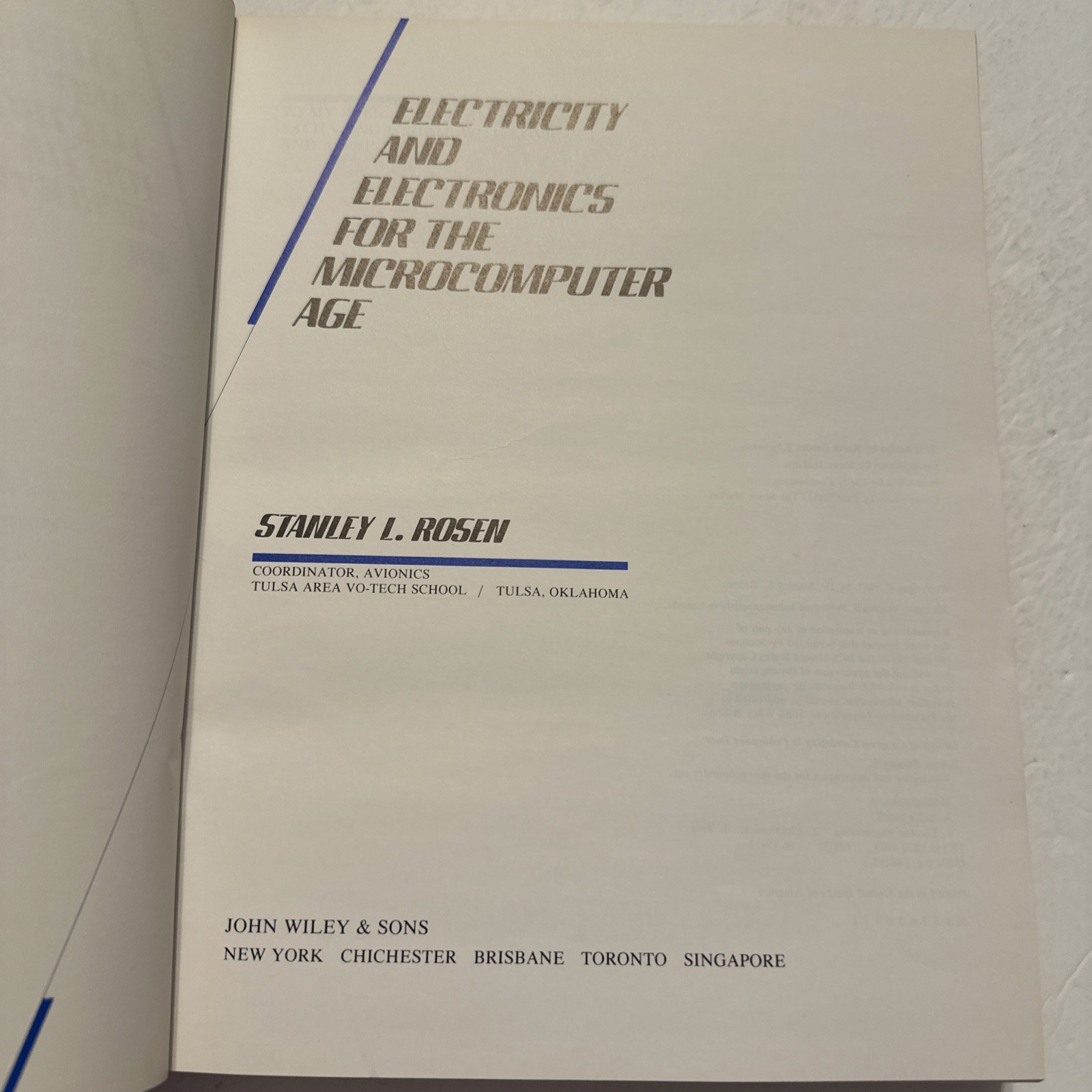 Electricity and Electronics for the Microcomputer Age 1987 Stanley Rosen