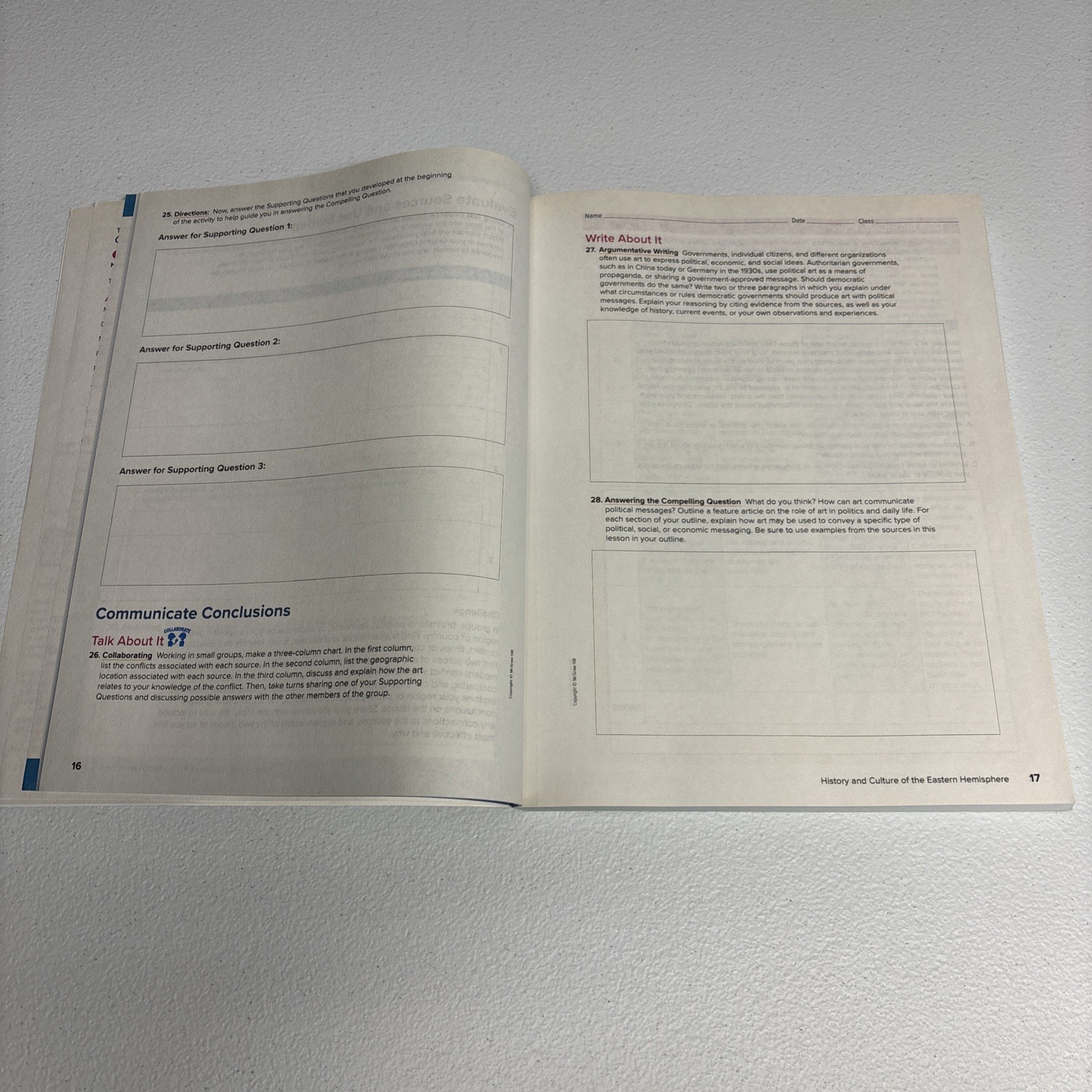 Inquiry Journal Eastern Hemisphere Culture And Geography Book Ohio Edition