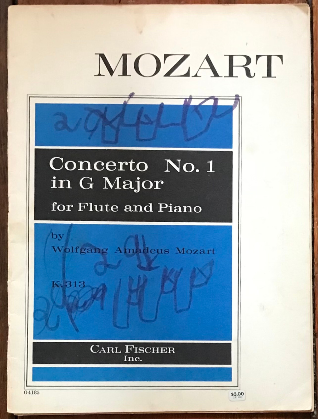MOZART «CONCERTO #1 IN G MAJOR FOR FLUTE AND PIANO» PB SCORE VG W/ FLUTE PART