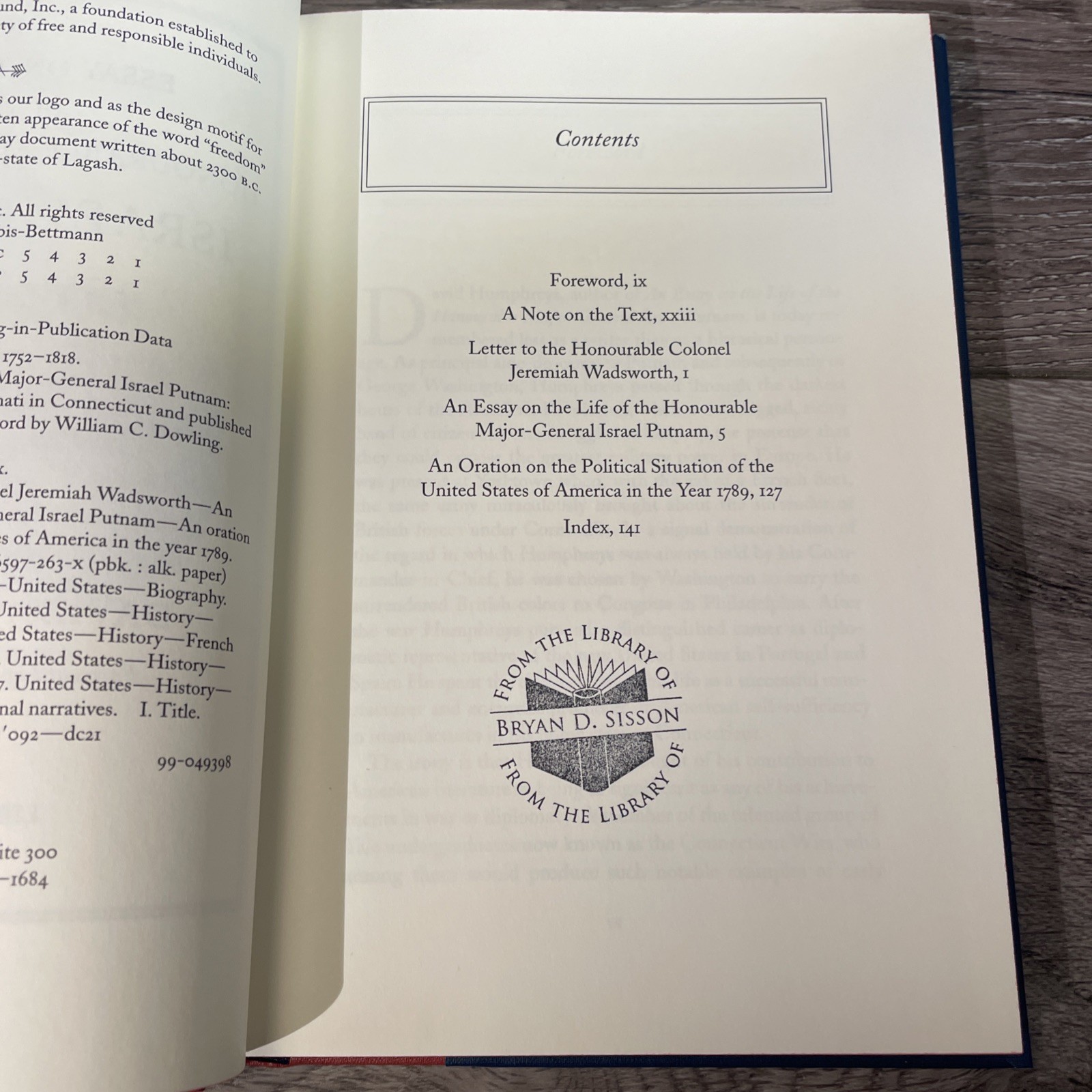 Essay Life of Honourable Major-General Israel Putnam David Humphreys HC