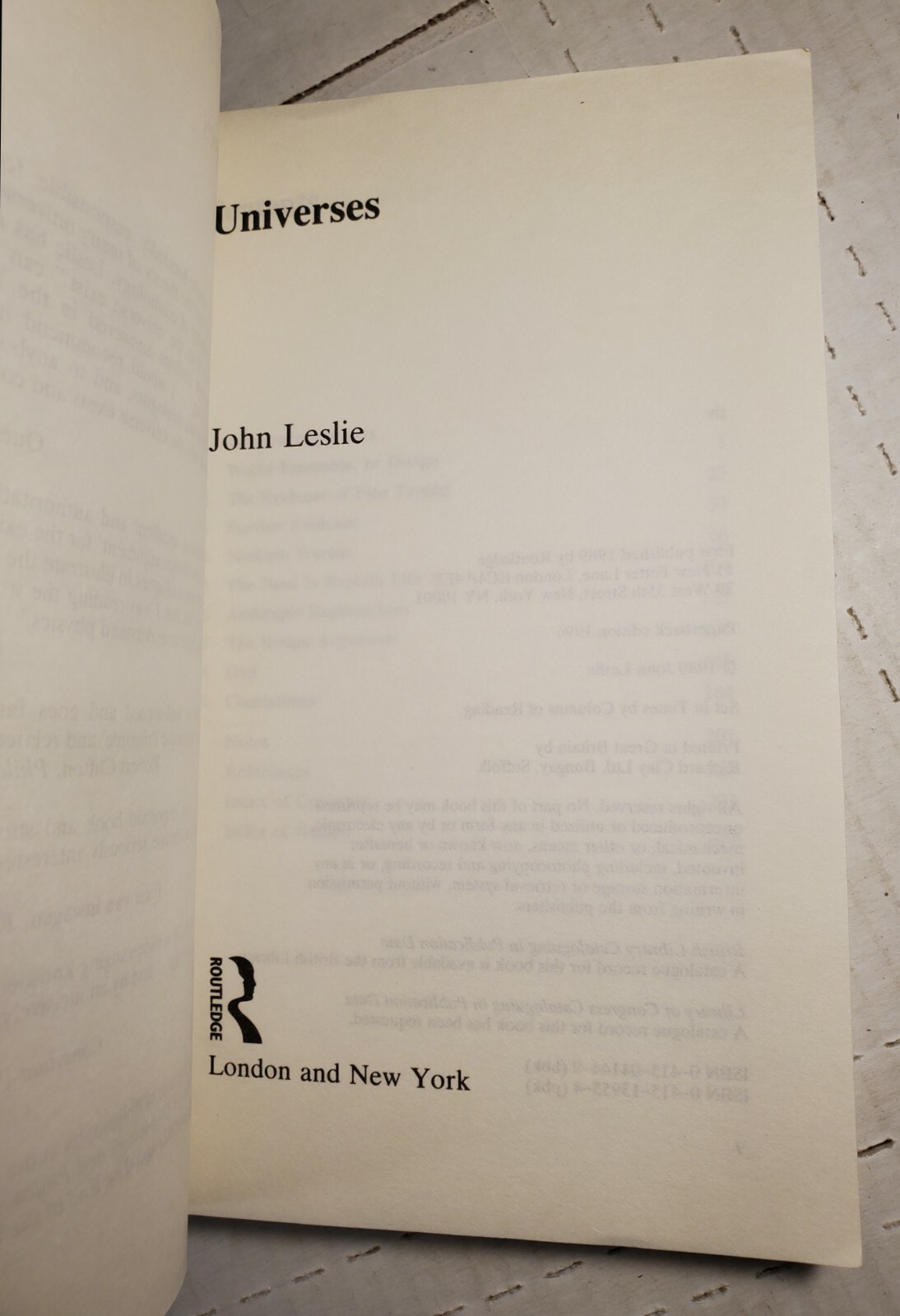 Universes by John Leslie (1996, UK-B Format Paperback) EXCELLENT !