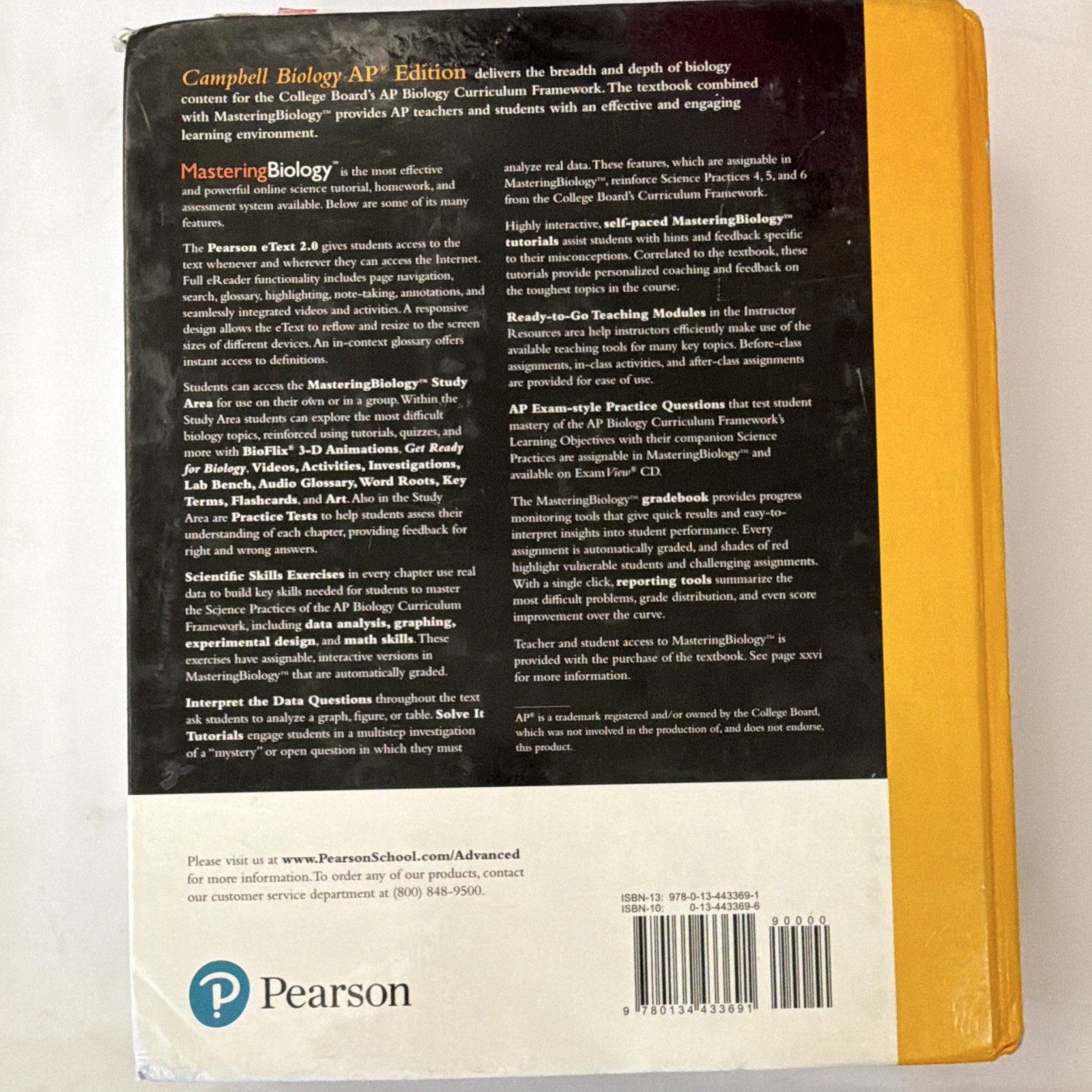 Campbell Biology AP Edition 11th Edition HC 2009 Pearson ISBN 9780134433691