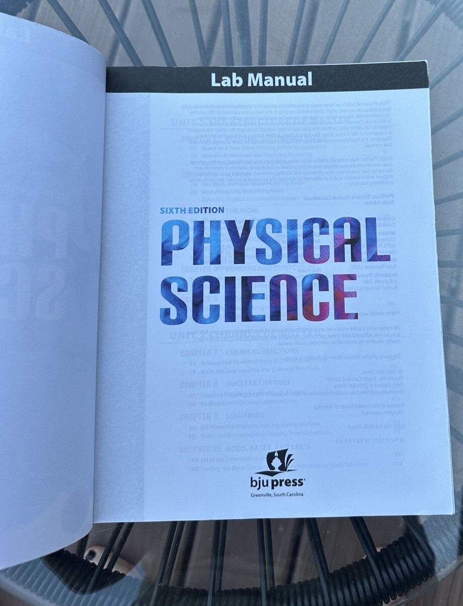 Bob Jones University 6th Edition Lab Manual Read Please:)