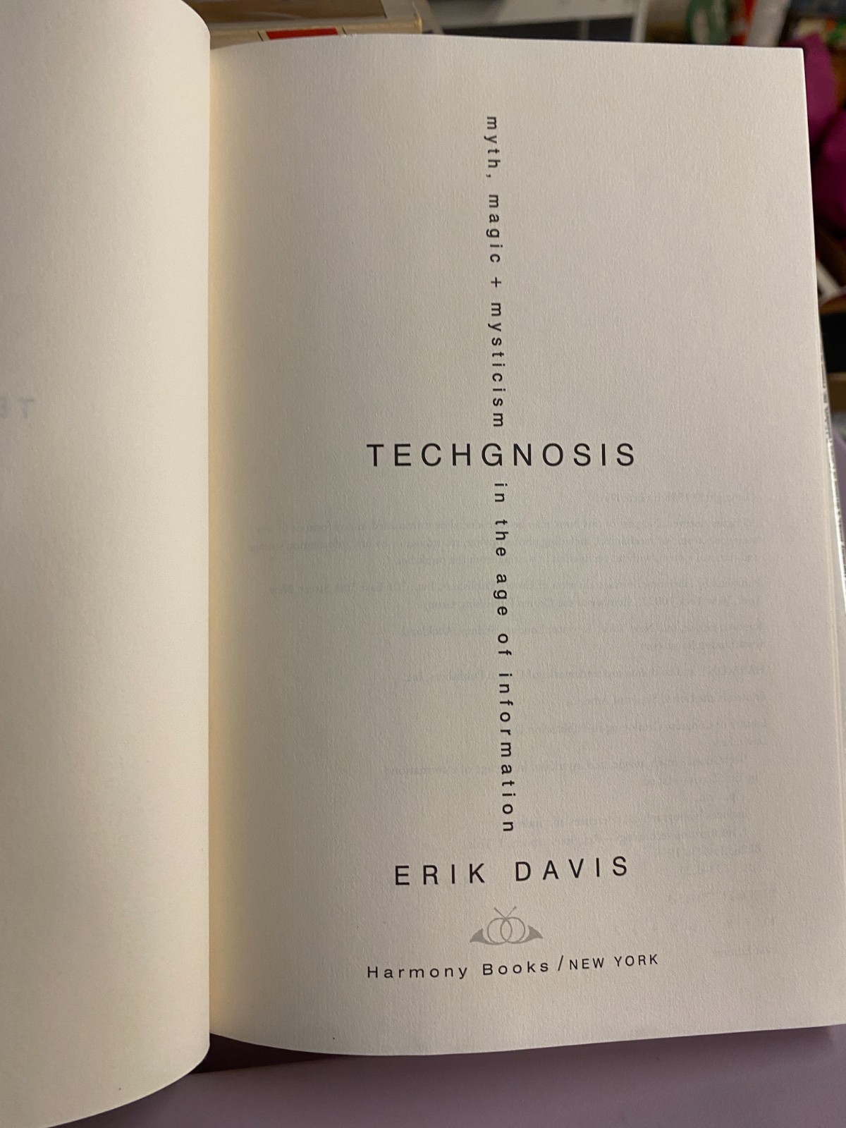 TECHGNOSIS Erik Davis 1998 Harmony Books 1st Edition Cyberculture Hardcover RARE