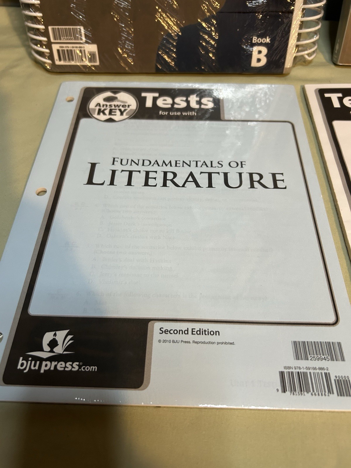 BJU Press Fundamentals of Literature 2nd Ed Set Teacher Student Tests Answer Key