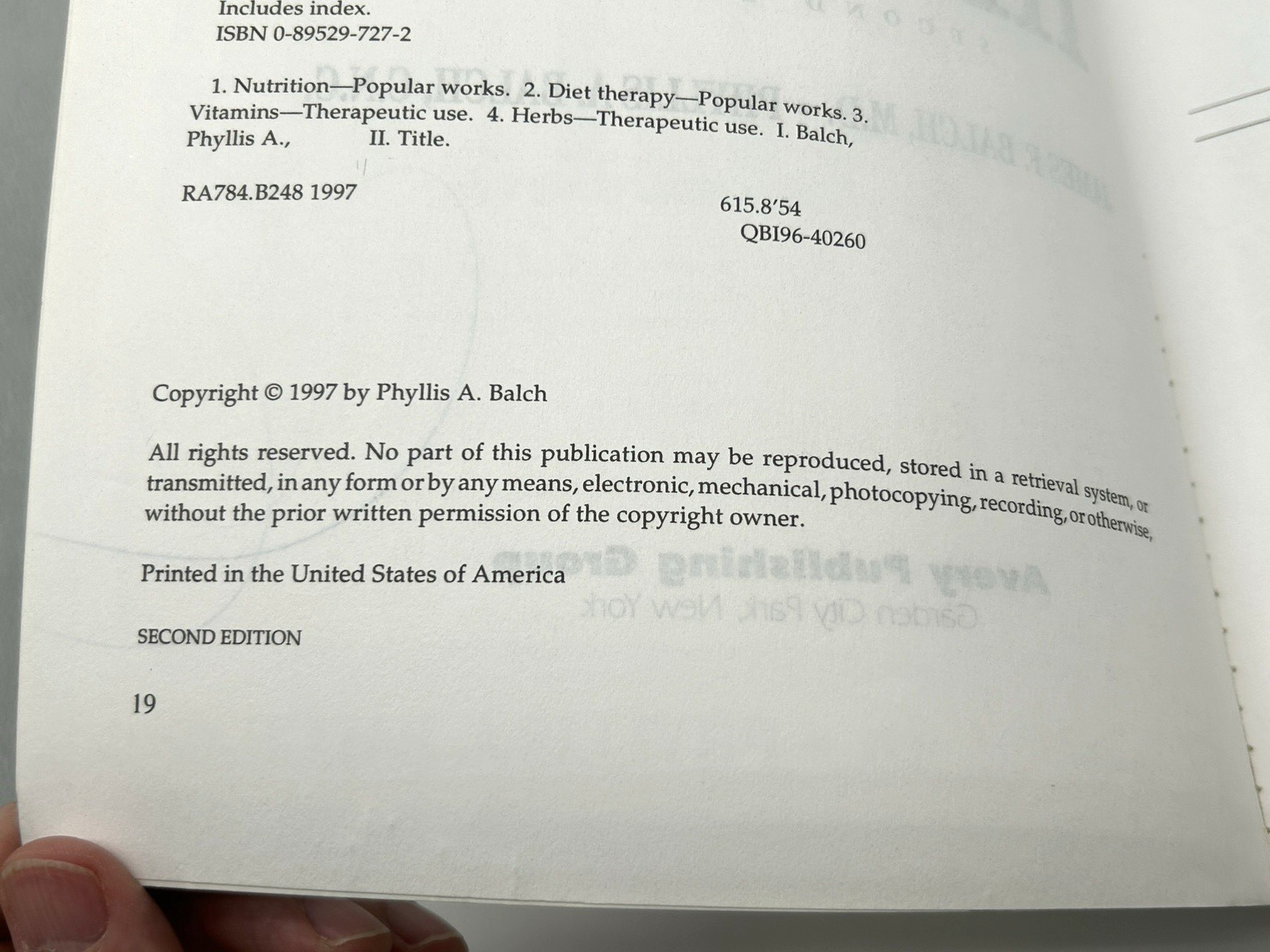 Prescription For Nutritional Healing 2nd Edition James F Balch Phyllis A Balch