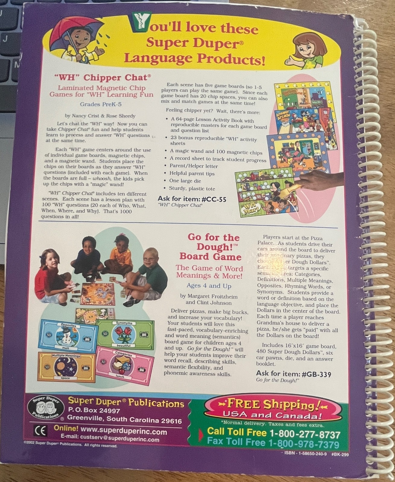 Vintage 2002 Supe Duper Educational Spiral Book Therapy Material 17 Fun Sheets