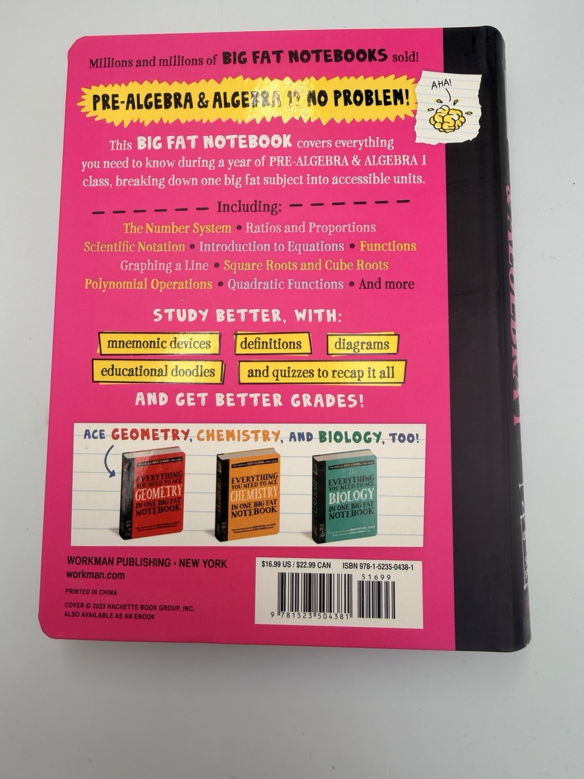 NEW! Everything You Need To Ace Pre-Algebra & Algebra 1 In One Big Fat Notebook
