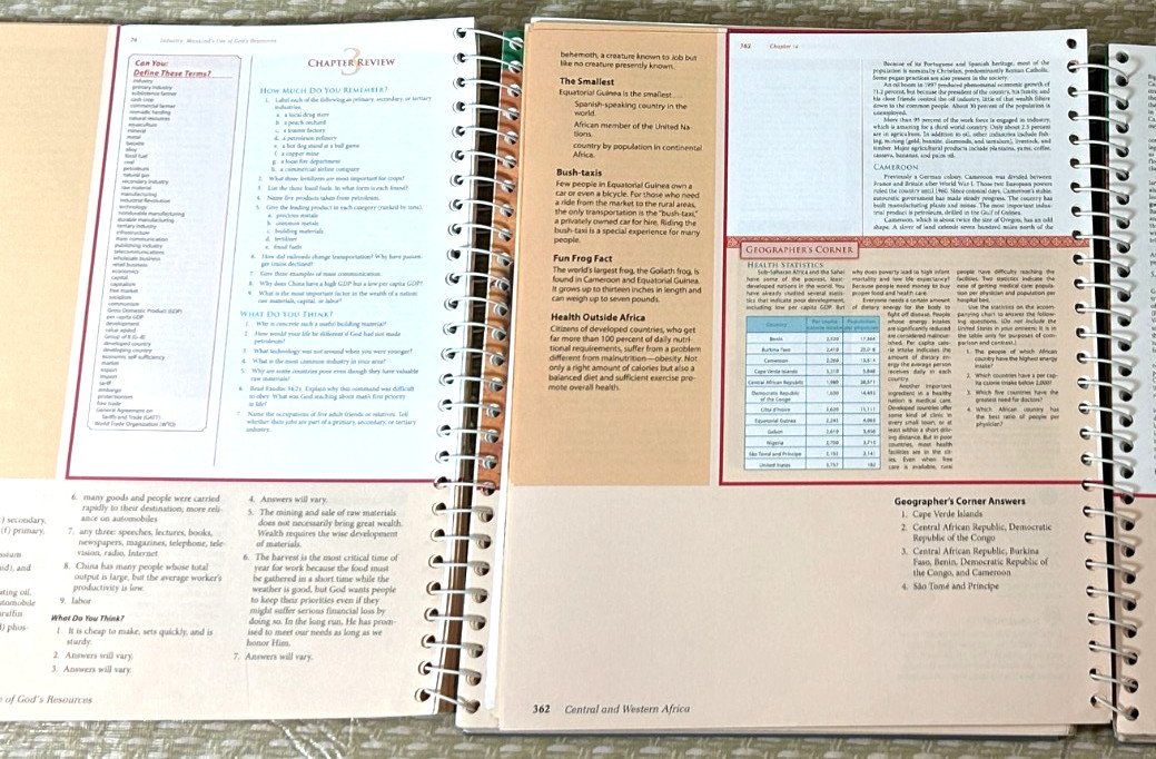 BJU Cultural Geography Third Edition Student Book and Teacher’s Book A&B w/CD