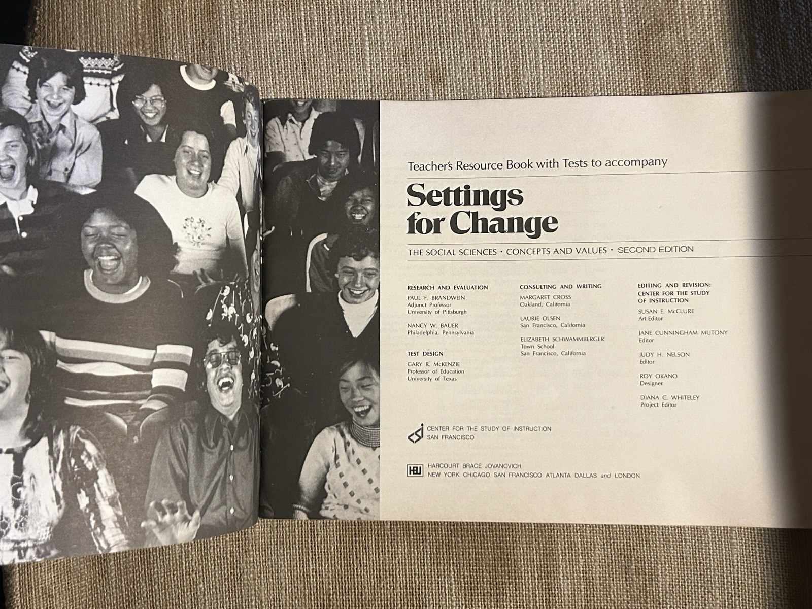 Vtg So-Sci Txtbk ‘Settings For Change The Social Sciences- Concepts & Values ‘77