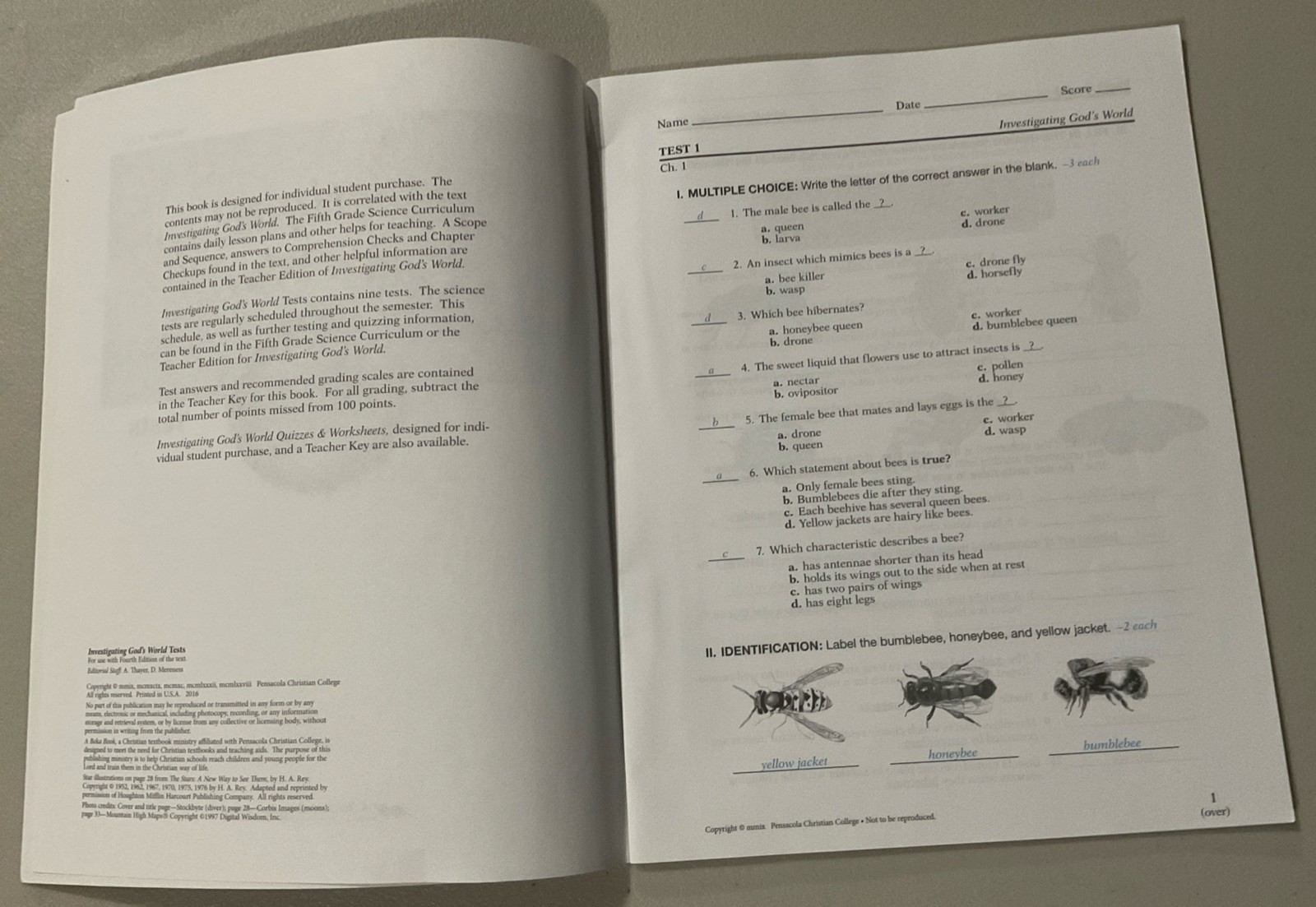 USED Abeka 5th Grade Investigating God’s World Science Book Set 4th Ed – 5 Books