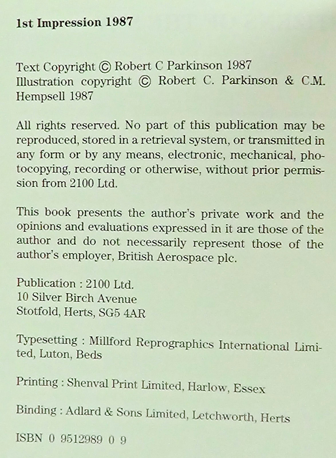 Citizens Of The Sky by Parkinson, 2100 Ltd 1987 Space Exploration Book