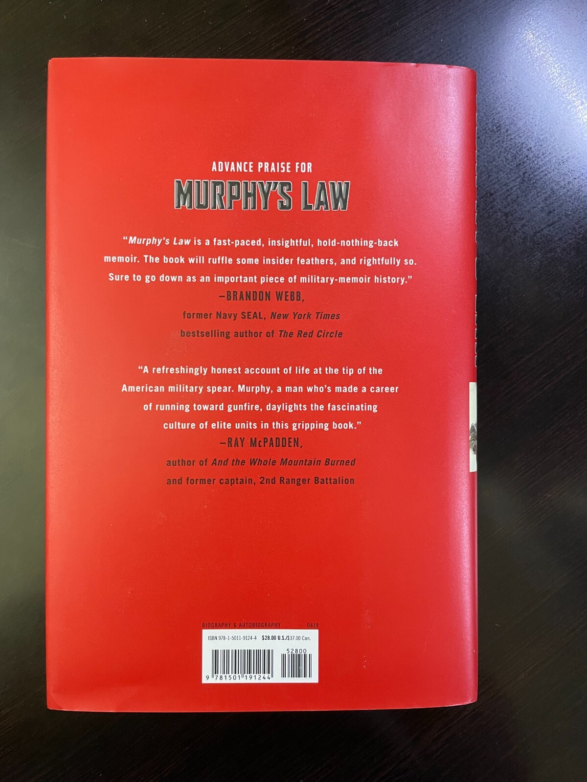 MURPHY’S LAW: My Journey from Army Ranger & Green Beret to Threshold Edition NEW