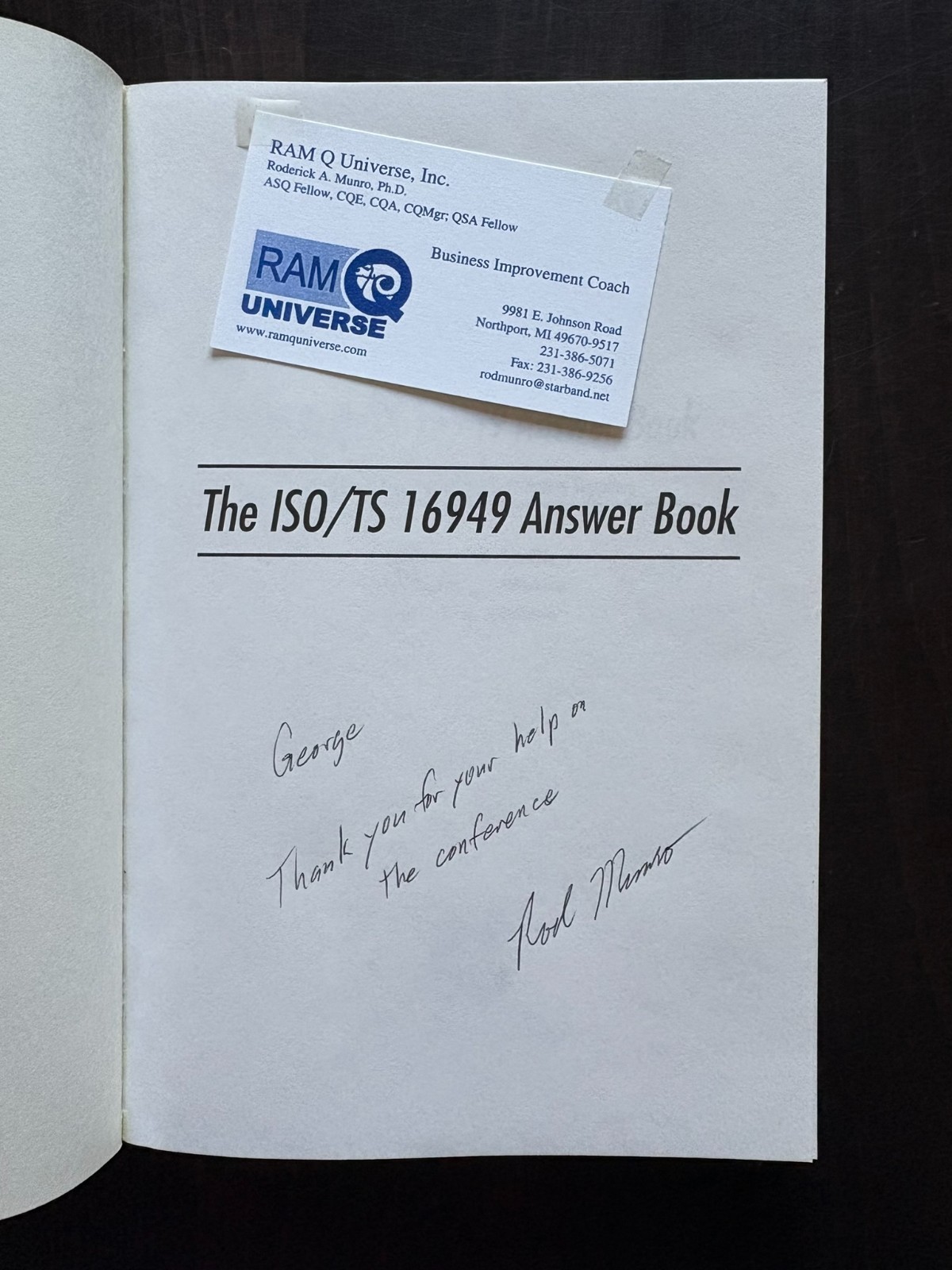 The ISO/TS 16949 Answer Book by Roderick A. Munro pb business automotive