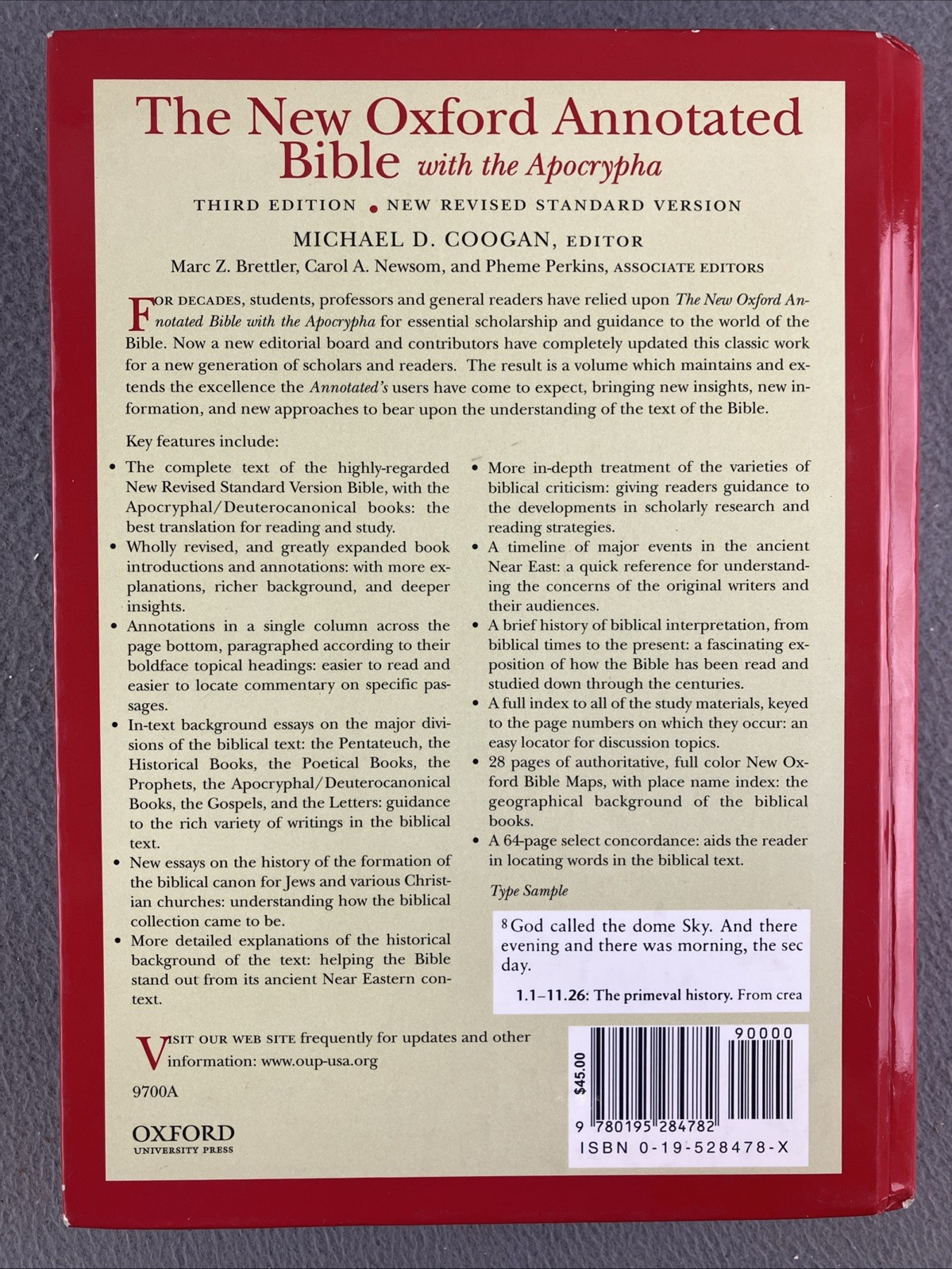 NRSV The New Oxford Annotated Bible with the Apocrypha, Third Edition Hardcover