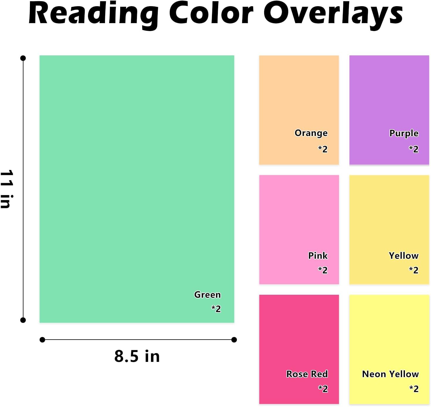 14 Pieces 11IN X 8.5IN Colored Overlays for Dyslexia, Dyslexia Reading Sheets, C