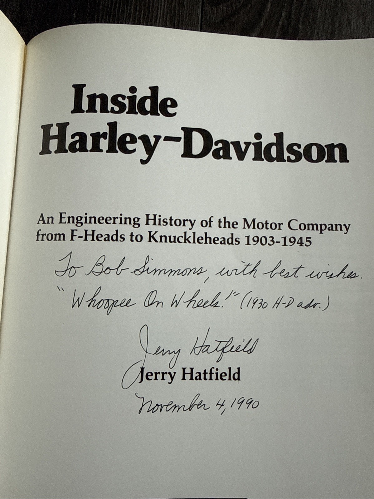 Inside Harley-Davidson, 1903-1945 by Jerry Hatfield TPB 1990