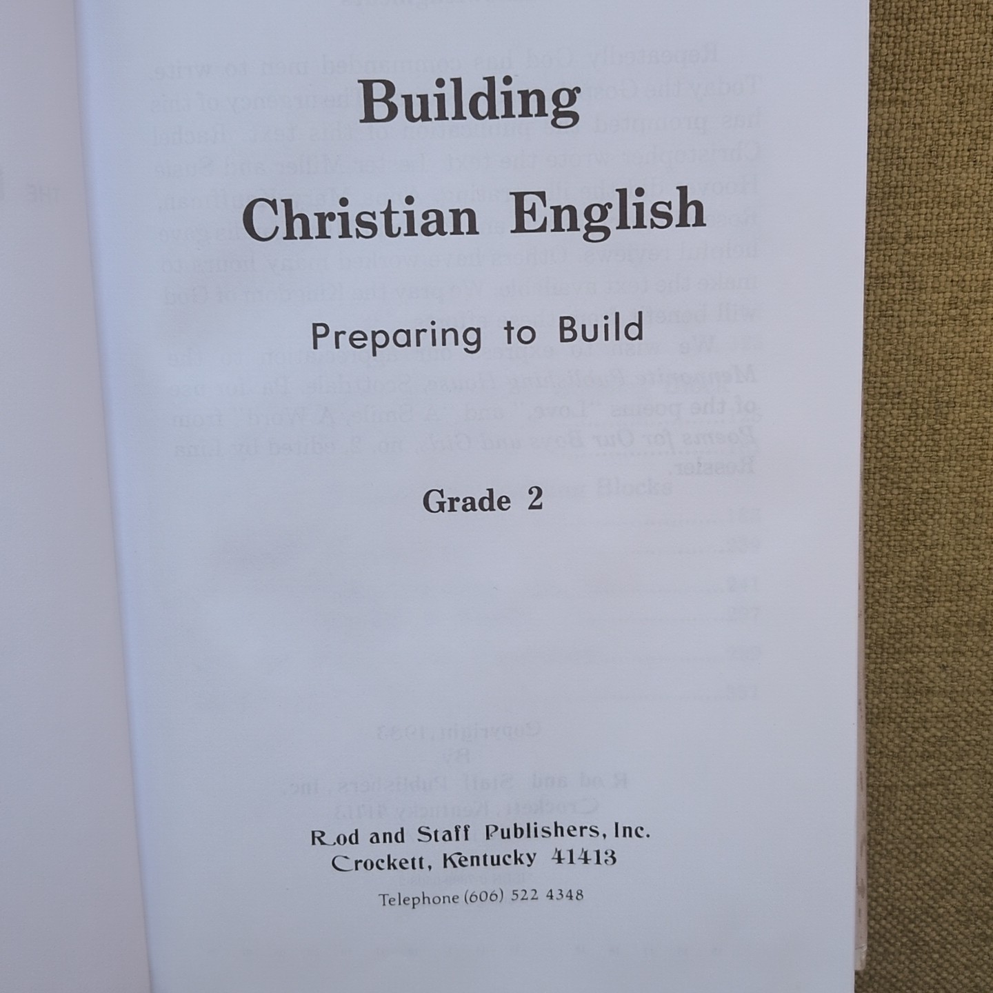 UNUSED Rod and Staff: Preparing to Build English 2 Book And Test Booklet Grammar
