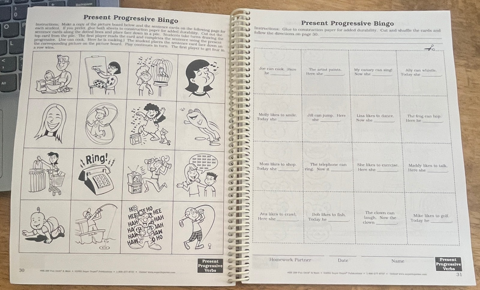 Vintage 2002 Supe Duper Educational Spiral Book Therapy Material 17 Fun Sheets