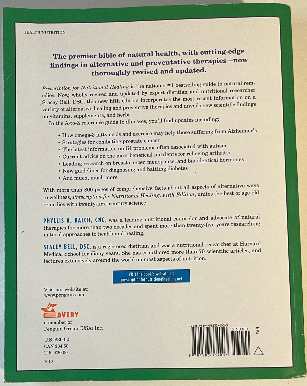 Prescription For Nutritional Healing 5th edition Balch Books & Media Excellent